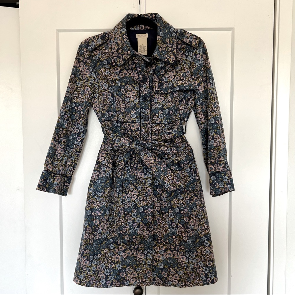 Anthropologie Elevenses Floral Trench Coat Size 8